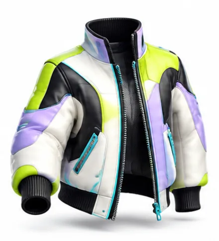 A colour-blocked puffer jacket.
